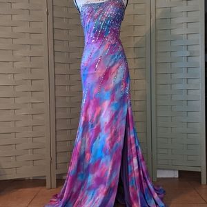 Cassandra Stone beaded rainbow formal gown size 4